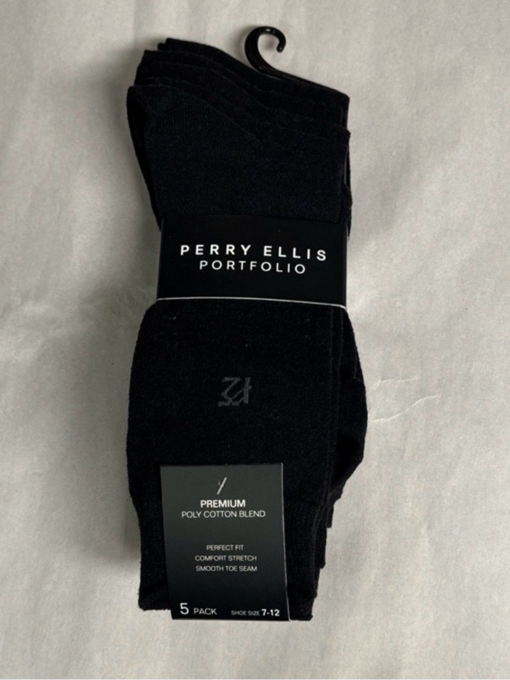 New Perry Ellis Socks Men’s 5 Pair Black Dress Business Preppy Career Office